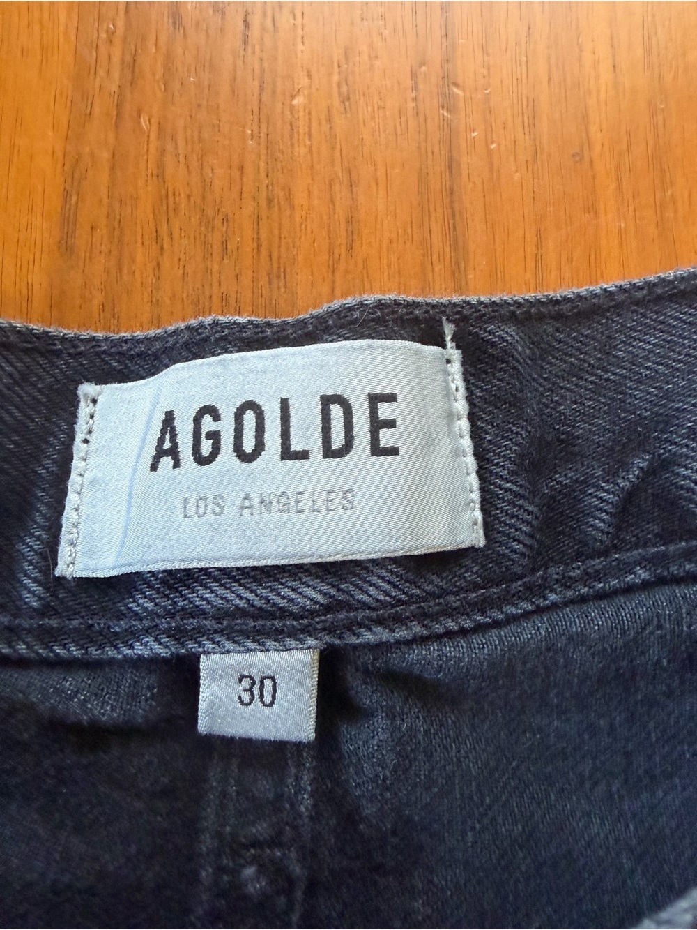 Agolde Black High-Rise Raw-Hem Denim Cutoff Shorts - Picture 2 of 3
